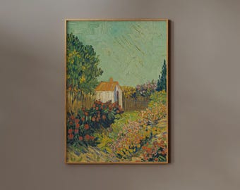 Vincent van Gogh Print | FRAME option | Landscape Oil Painting, Cottage Garden Poster, Colorful Flower Wall art , Impressionist Art Gift
