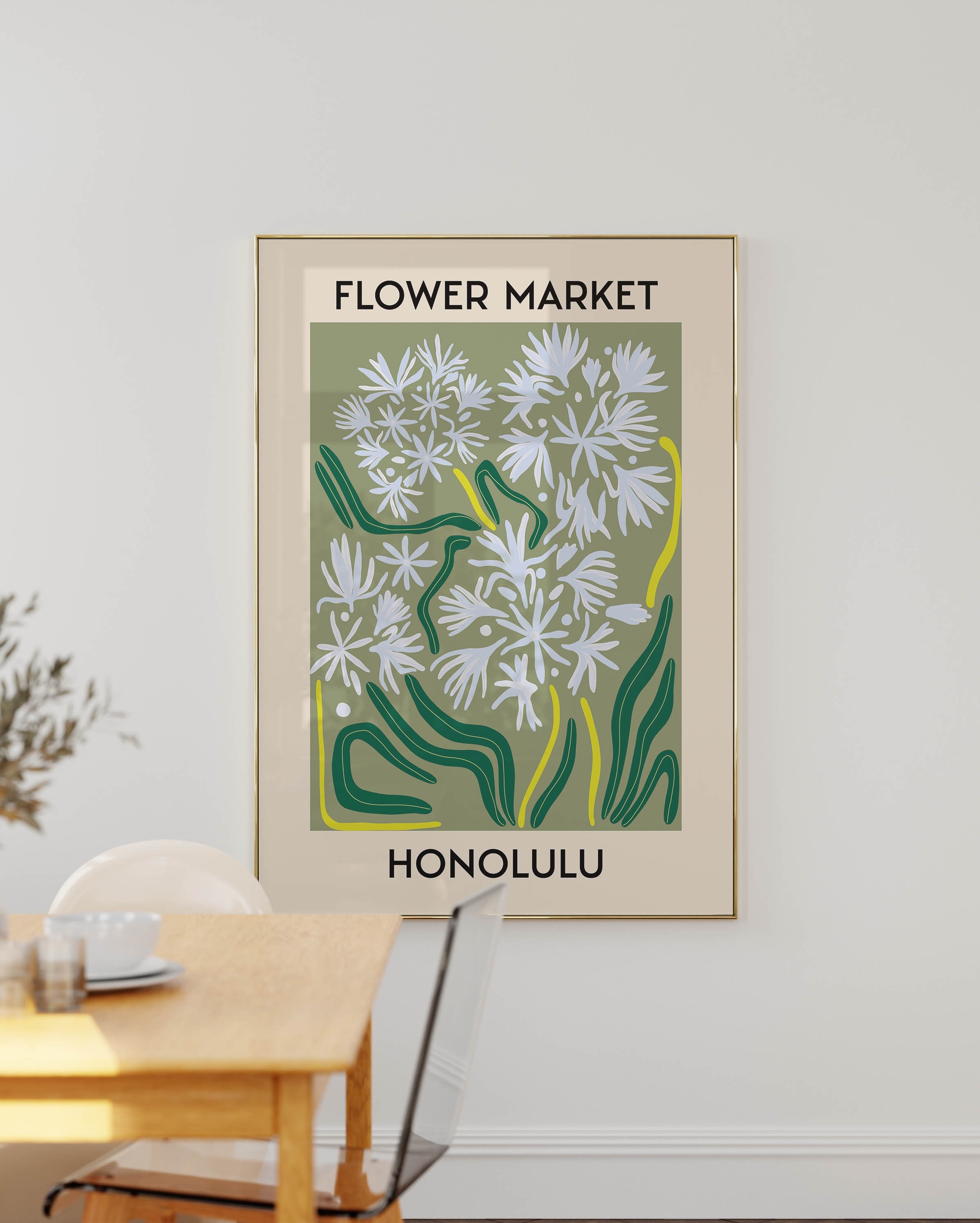 Flower Market Honolulu Print Digital Download Botanical Poster Etsy