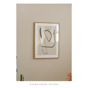 Abstract Scribble Print, Line Drawing, Beige Background, Digital Download, Simple Strokes Poster, Printable Modern Wall art, Minimalist