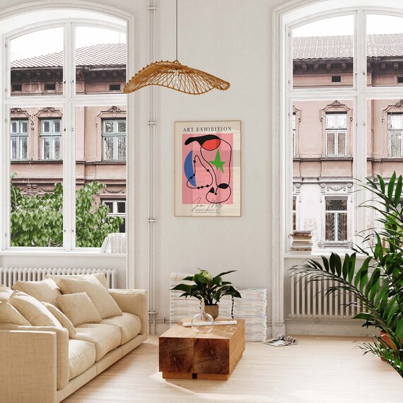 Joan Miro Print | Frame Option | Exhibition Poster Pink Danish