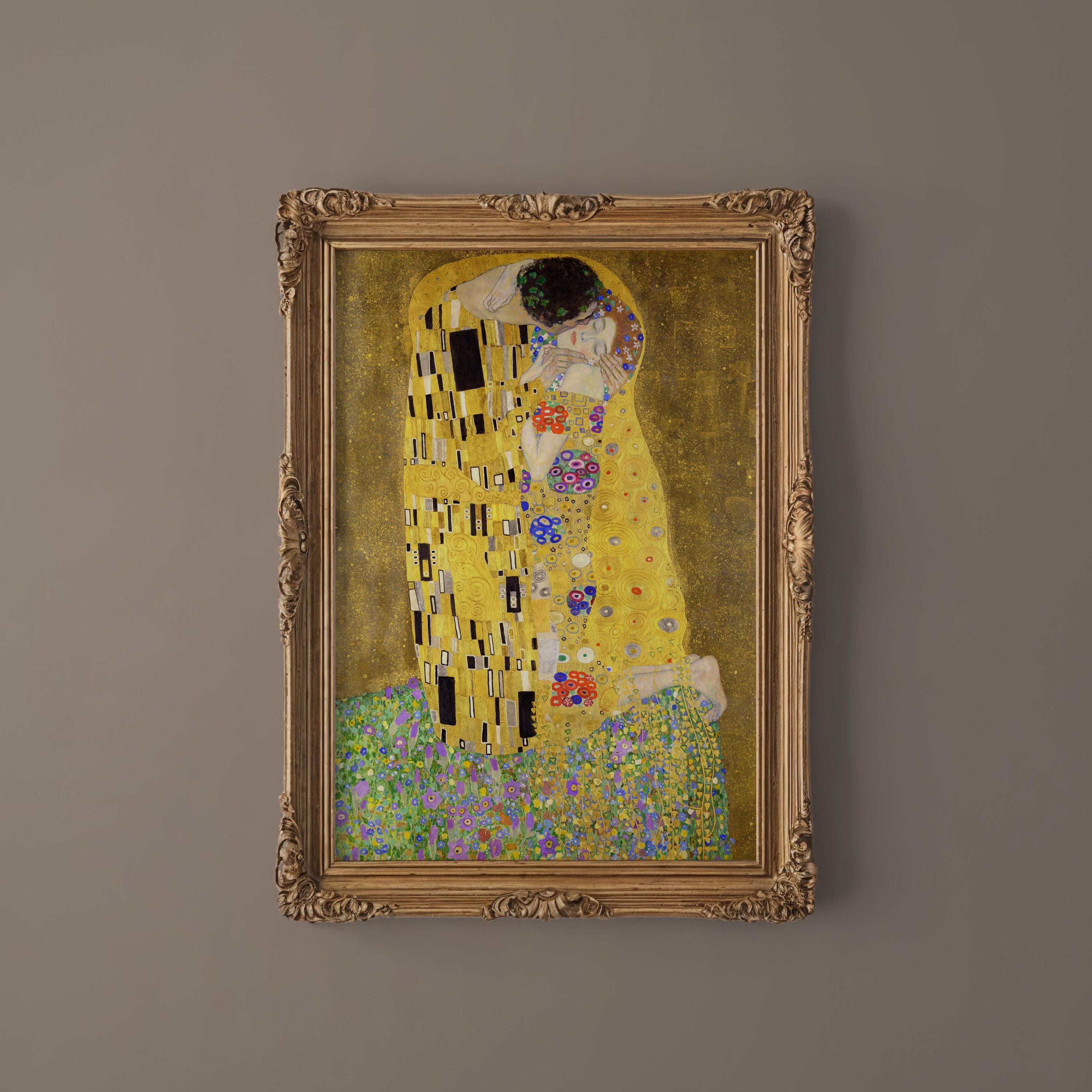 Gustav Klimt The Kiss アートポスター 額装 The Kiss Gustav Klimt Print, Art Nouveau Poster, Vintage, the