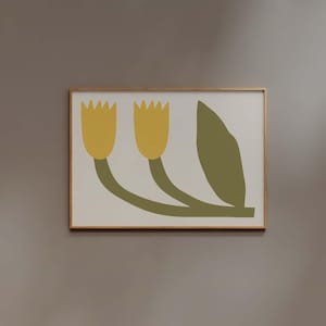 Horizontal Flower Market Print Digital Download Danish Yellow Poster Aesthetic Floral illustration Abstract Printable Wall art Kids Matisse