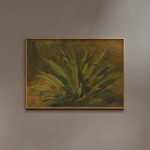Agave Wall art | FRAME option | Botanical Painting, Horizontal Tropical Print, Antique Desert Plant Poster, Greenery Southwestern Decor