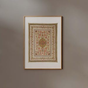 Bohemian Textile Wall Art Print | FRAME option | Vintage Botanical Fiber Poster, Tapestry with Floral Pattern, Earthy Tone, Neutral Home