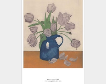 Tulips In Vase Print | Frame option | Flower Painting Frans Everbag Poster Vintage Botanical Floral Wall art Rustic Coquette Room Decor Home