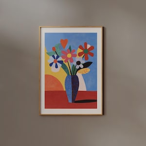 Matisse Inspired Art | Frame option | Giclée Print | Flower Vase Print, Flower Market Poster, Botanical Painting, Large Floral Wall art