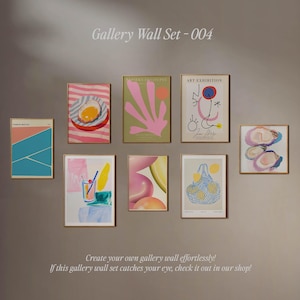 004 / 8 Juego de pared de galería, SIN MARCO, Impresión de ostras, Póster de cóctel, Bonita decoración de cocina, Arte de pared de cancha de tenis, Inspirado en Henri Matisse, Miro
