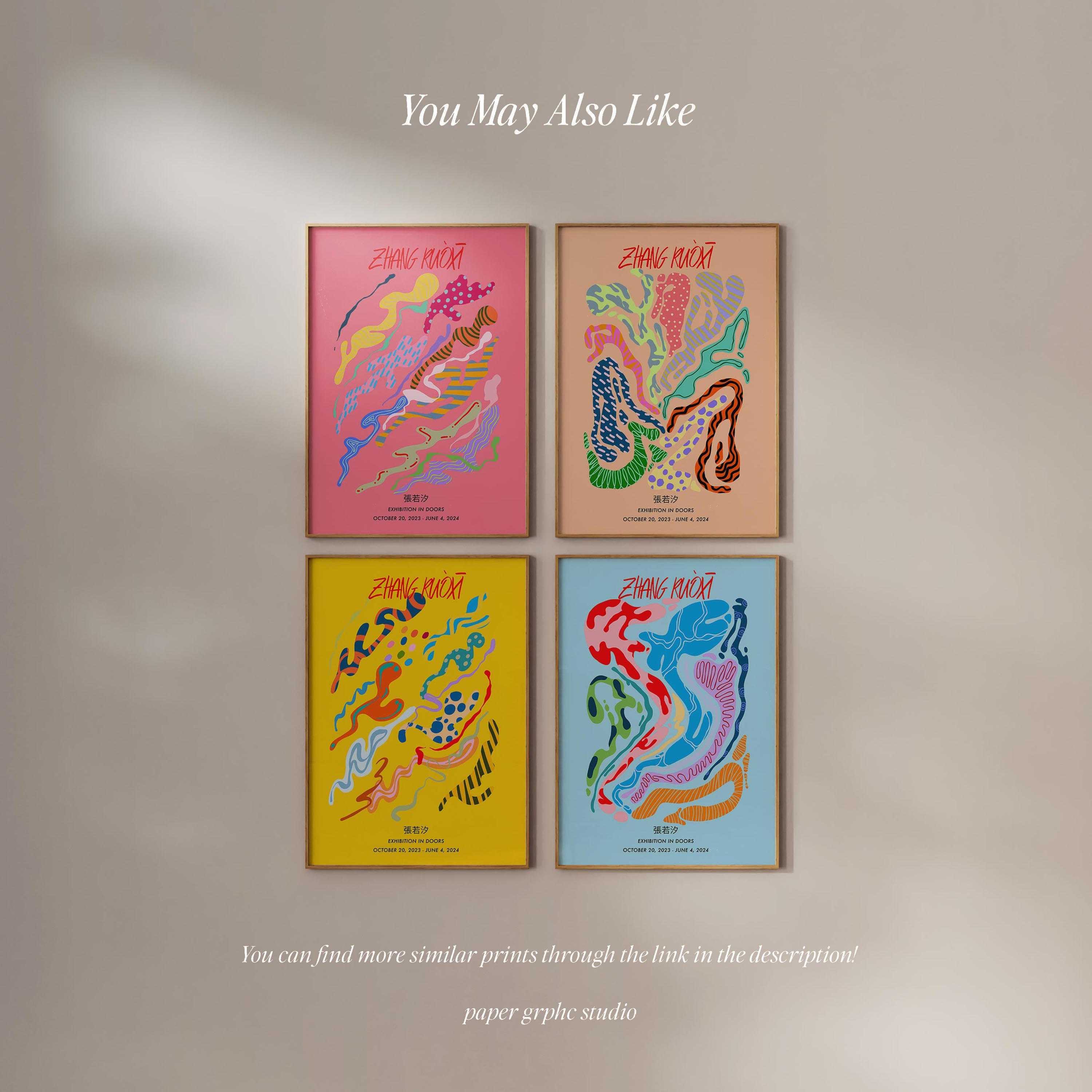 Y2k Wall Art | Frame Option | Colorful Squiggle Print, Aesthetic