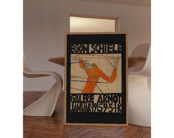 Egon Schiele Print | FRAME option | Exhibition Poster Museum Vintage Drawing Famous Art Painting Gallery Mid Century Modern Room Decor Gift