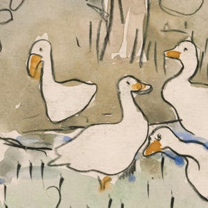 Vintage Ducks Print Geese Poster Birds Watercolor Painting Wall art Cottage Core Farmhouse Neutral Rustic Room Decor Swan Nursery Framed image 2