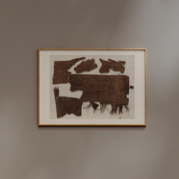 Wabi Sabi Textile Art | FRAME option | Horizontal Giclee Print, Neutral Earthy Wall Decor, Torn Fabric Texture Poster, Japandi Rustic Print