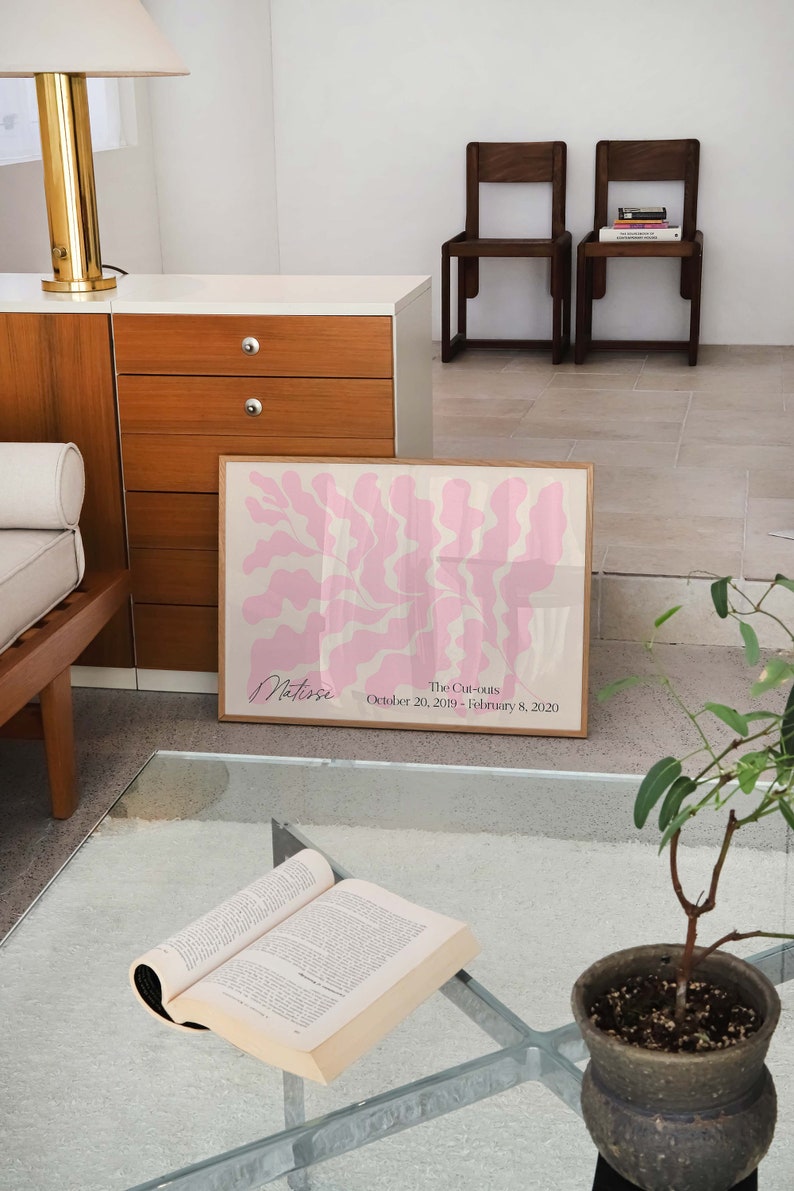 Matisse Leaf Print Horizontal Poster Pink Color Papier Decoupe Aesthetic Exhibition Museum Danish Pastel Room Decor Flower Trendy Wall art image 7