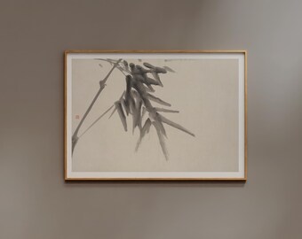 Zen Bamboo Wall Art Print – Asian Sumi-e Ink Painting, Japanese Style Minimalist Poster, Wabi Sabi Printable, Oriental Nature Decor