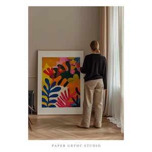 Henri Matisse Inspired Print | FRAME option | Painting, Flower Market, Papier Decoupe Poster, Colorful Wall art, Aesthetic Room Decor