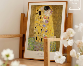 Klimt The Kiss Poster | Giclée Print | Frame option | Gustav Klimt, Large Wall art, Art Nouveau, Vintage Exhibition, Lover, Bedroom Decor
