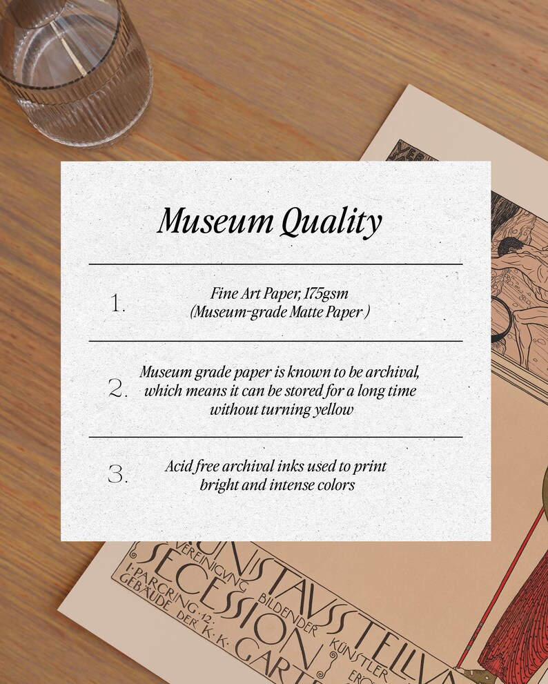 May include: Museum Quality print on 175gsm fine art paper. The paper is archival, meaning it can be stored for a long time without turning yellow. Acid-free archival inks are used to print bright and intense colors.
