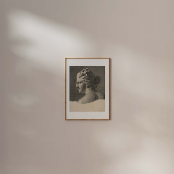 Ancient Greek Statue Print | FRAME option | Dark Academia Decor Mid Century Museum Poster Sculpture Drawing Classical Wall art Mythology