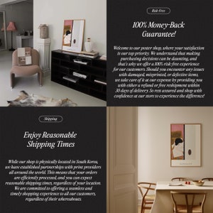 May include: A black and white illustration of a woman's face with a red circle on the right side of the image. The illustration is framed and hanging on a wall in a dining room. The dining room has a wooden table with two chairs and a white plate with a red apple on the table.