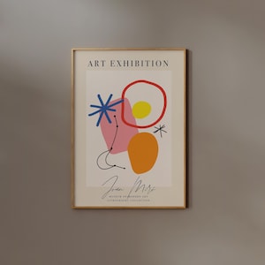 Joan Miro Print | FRAME option | Trendy Poster Funky Wall art Y2k Aesthetic Exhibition Museum Colorful Abstract Drawing Room Decor Kawaii