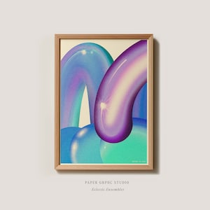 Y2k Print 2000s Aesthetic Postmodern Poster Trendy Wall art Groovy Room Decor Psychedelic Squiggle Preppy Blue Violet Purple Abstract Weird