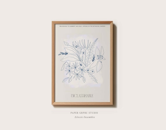 Flower Line Art Print Aesthetic Botanical Poster Drawing Greige Wall art Garden Abstract Floral Trendy Simple Leaf Neutral Boho Room Decor