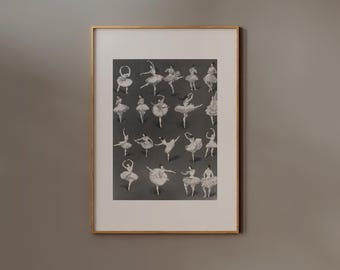 Ballerina Print | Frame option | Vintage Poster, Ballet Wall art, Aesthetic Girls Room Decor, Dancer Drawing, Gift, Black and White