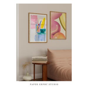 Cocktail Poster | FRAME option | Bar Cart Decor, Colorful Painting, Trendy Set of 2 Print, Cute Kitchen Wall art, Funky, Gift for friend