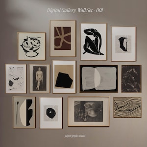 Modern Gallery Wall Set, MEGA Bundle, Neutral Tone Poster, Set of 13, Printable, Digital Download, Modern Abstract Print, Line Drawing