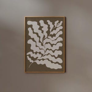 Henri Matisse print digitale download papieren decoupes trendy muurkunst aardetinten blad uitgesneden poster afdrukbare boho abstracte bloem kaki