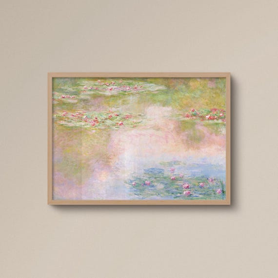 Monet Wall art | Giclee Print | Framed option | Water Lilies poster, Claude Monet Print, Lake, Landscape, Impressionist, Serene artwork