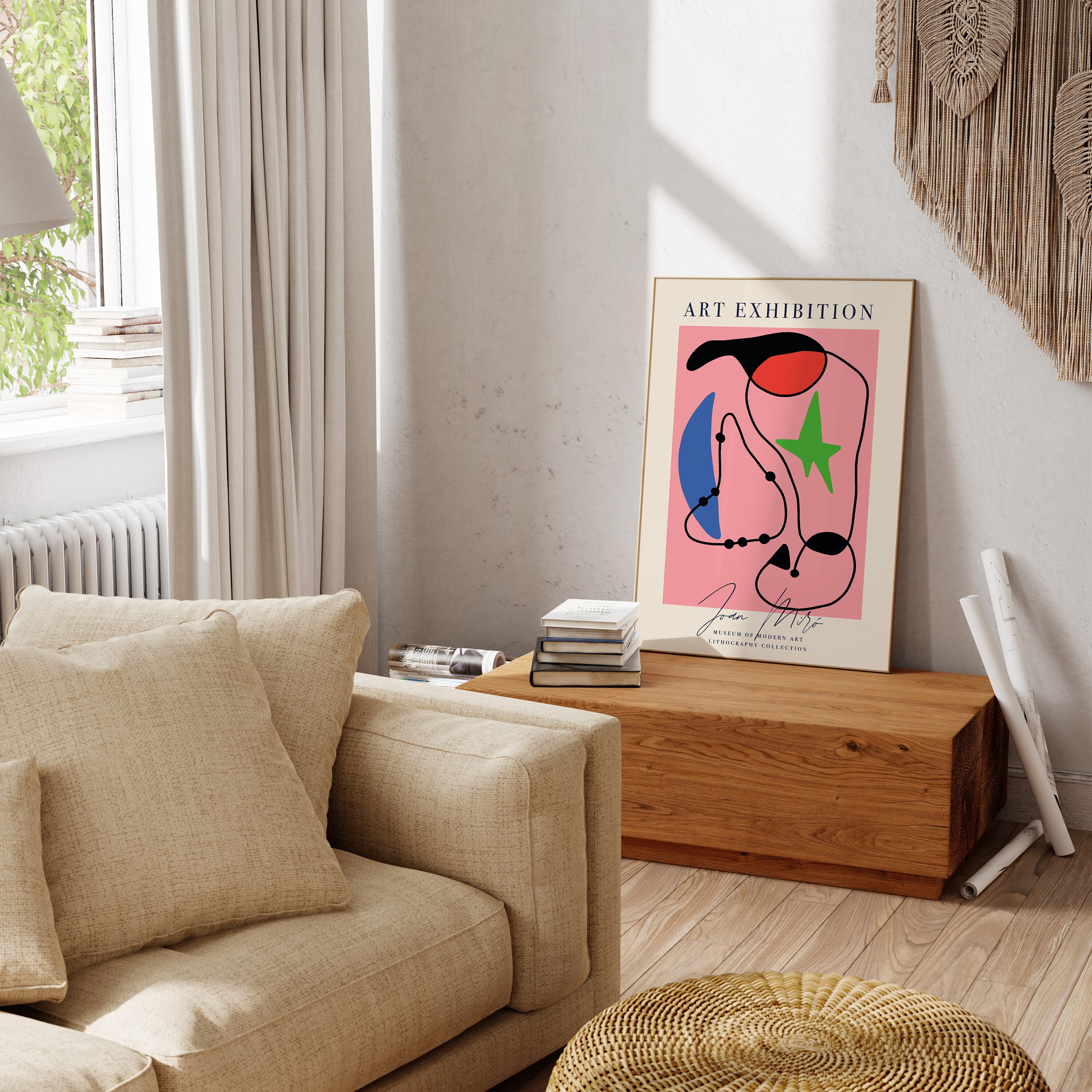 Joan Miro Print | Frame Option | Exhibition Poster Pink Danish