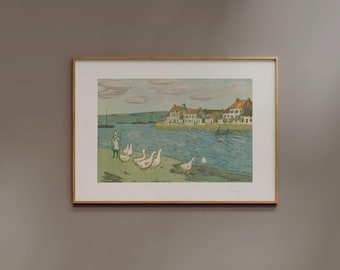 Vintage River Landscape Print | Alfred Sisley Art | Impressionist Pastoral Scene Wall Art for Cottagecore, Kitchen, Entryway, Reading Nook