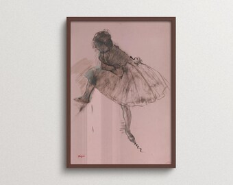 Edgar Degas Ballerina Print, Pink Ballet Wall Art, Vintage Dancer Poster for Bedroom Living Room