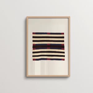 Textile Wall Art Print – Framed Option, Neutral Woven Stripe Pattern in Earthy Tone, Boho, Organic Modern Decor for Living Room & Bedroom