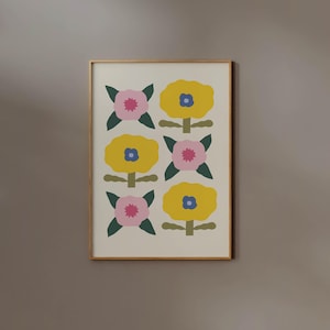 Blumen Poster, Digital Download, Skandinavische Blumen Illustration Druck, Blumenmarkt, druckbare Wandkunst, Bunt Botanisch, Kinderzimmer