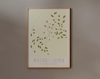 Eucalyptus Watercolor Print, Beige & Green Botanical Wall Art