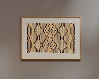 Geometric Southwestern Wall Art Print | FRAME option | Neutral Beige, Diamond Pattern, Boho, Organic Modern Decor for Living Room or Bedroom