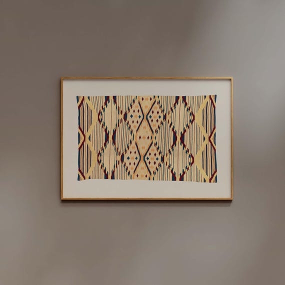 Geometric Southwestern Wall Art Print | FRAME option | Neutral Beige, Diamond Pattern, Boho, Organic Modern Decor for Living Room or Bedroom
