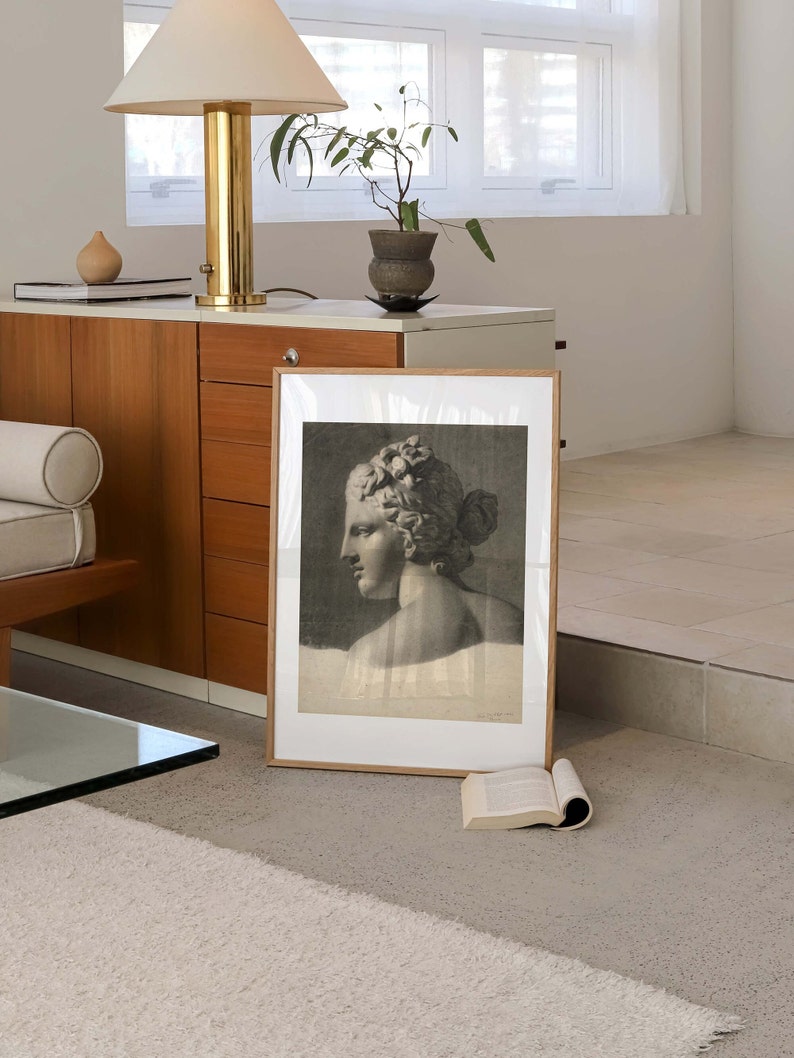 Ancient Greek Statue Print | FRAME option | Dark Academia Decor Mid Century Museum Poster Sculpture Drawing Classical Wall art Mythology image 9