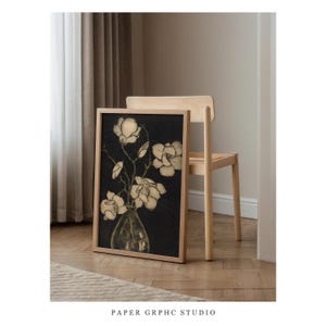 Magnolia Print | FRAME option | Vintage Dark Flower Painting, Moody Floral Wall art, Botanical Drawing Poster, Farmhouse Decor, Gift for her