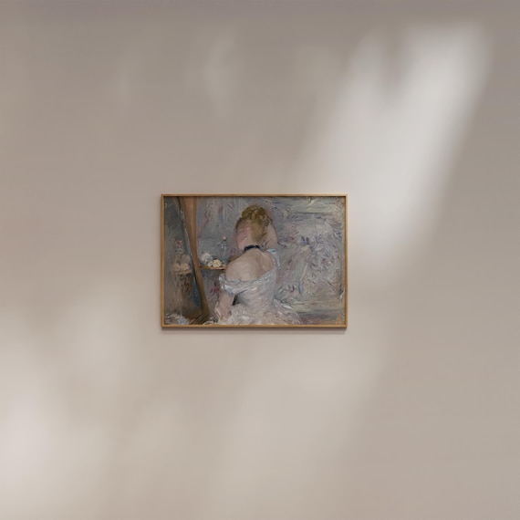 Coquette Room Decor Horizontal Berthe Morisot Print Woman at Her Toilette Museum Poster Vintage Women Painting Girly Wall art Famous French
