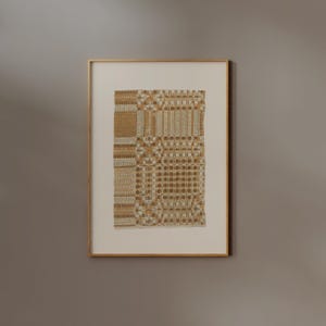 Geometric Textile Wall Art, Framed Option, Earthy Japandi Poster, Wabi Sabi Minimalist Decor, Neutral Beige, Scandinavian Print, Living Room