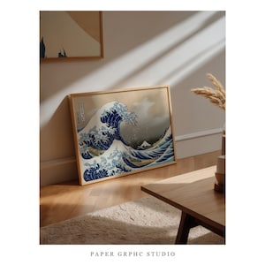 Hokusai Print The Great Wave off  | FRAME option | Japanese Wall Art Vintage Painting Poster Sea Room Decor Kanagawa Japan Reproduction