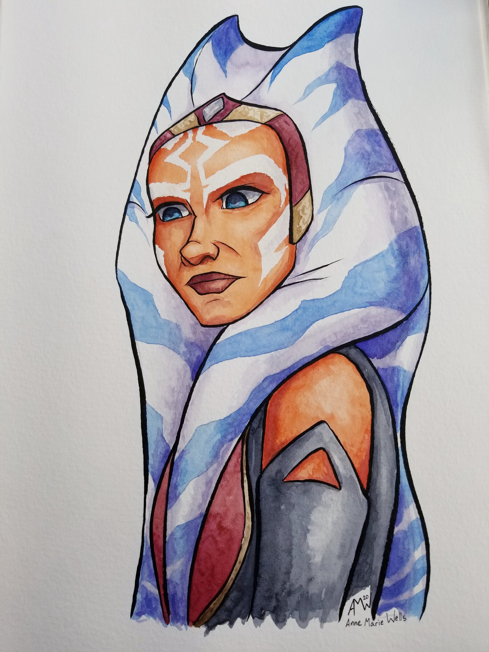 Ahsoka Tano Rebels 9x12 Watercolor and Ink Painting Etsy