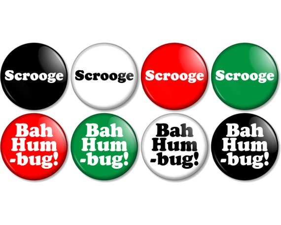 Scrooge 25mm 1/" Pin Button Badge Scrooge Christmas Carol Xmas Ebenezer Fun Black