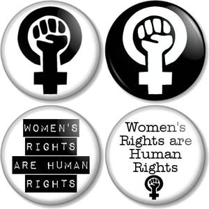 Feminist 25mm / 1" (1 inch) Pin Button Badges Feminism Symbol Women's Rights are Human Rights political protest march movement equality fist