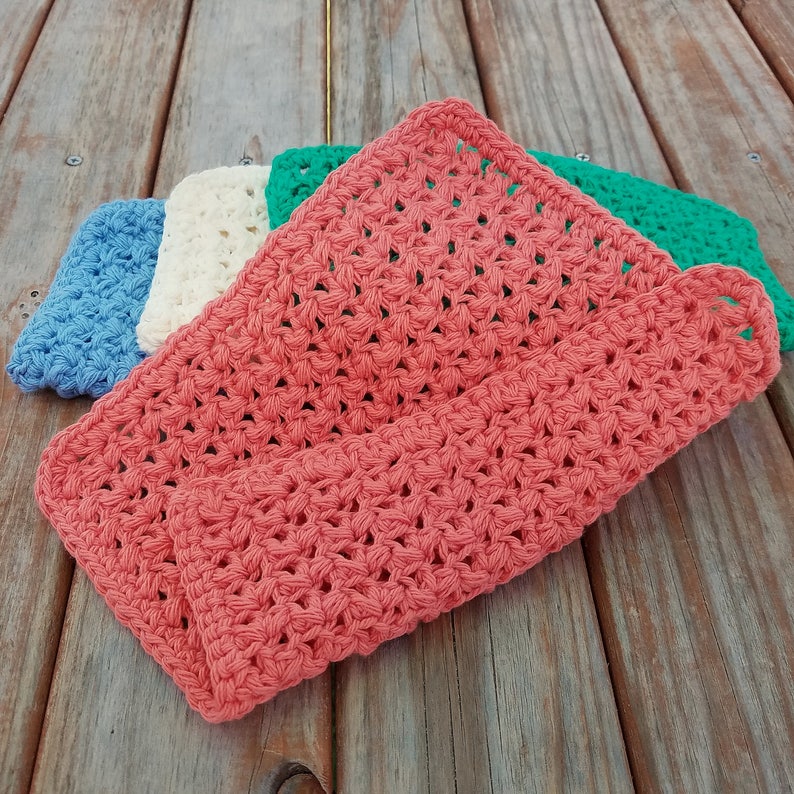 Wash Cloths Set of Two Handmade Bath Rags Crochet Cotton Etsy