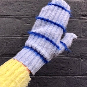 Knitted Fashion Mittens, Knitted Lambswool Gloves, Knitted Mohair Mittens, Handmade, Winter Mittens image 2