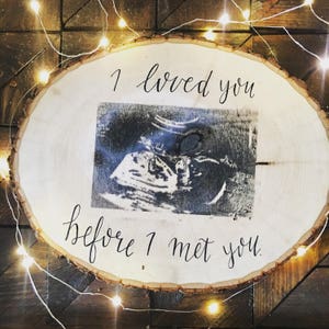 Ultrasonido personalizable y rebanada de madera de cita ? Signo de rústico ? Angel Baby Baby Shower (Ducha de bebé) guardería