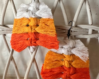 Candy Corn Macrame Earrings | Halloween Accessory